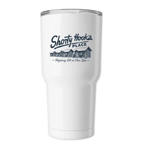 Shorty Hooks Tumbler, a White Insulated Tumbler