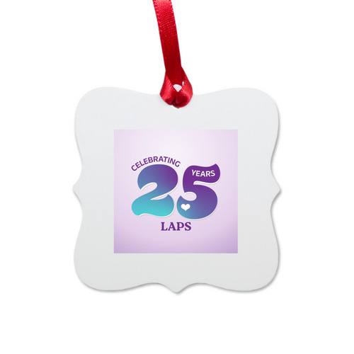 LAPS Turns 25 Hanging Ornament, a White Aluminum Square Ornament