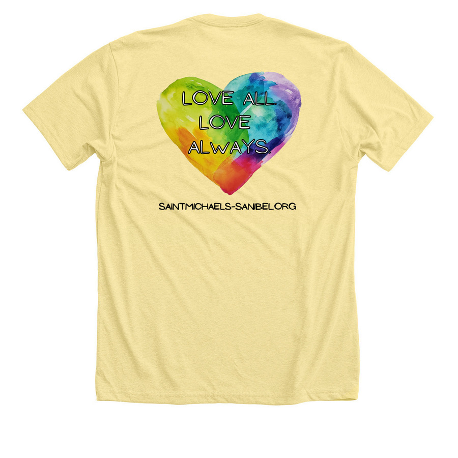 Love All&nbsp;, a Heather Yellow Gold Premium Unisex Tee (back-view)