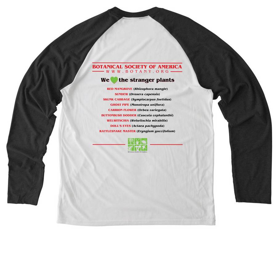 Stranger Plants - Style 1&nbsp;, a Space Black/ Bright White Allmade Eco Triblend Colorblock Raglan Long Sleeve Tee (back-view)