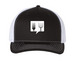 Black and White Caps, a Black/ White Printed Five-Panel Trucker Cap