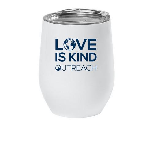 LOVE IS KIND, a White Insulated Wine Cup