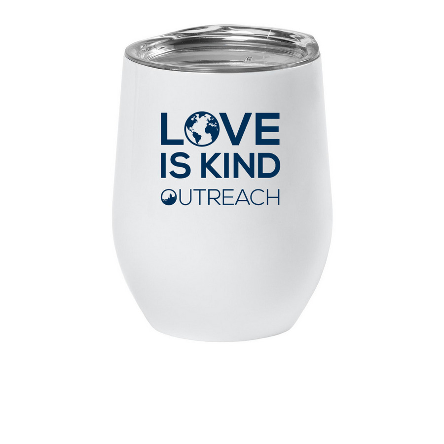 LOVE IS KIND, a White Insulated Wine Cup