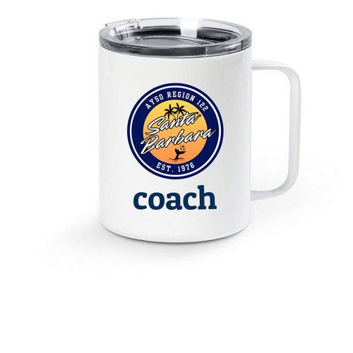 AYSO Region 122 Coach Mugs, a White Stainless Steel Travel Mug