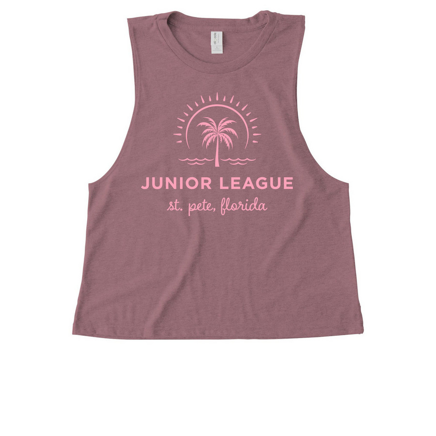 JLSP Sunshine City Palm Tree, a Vintage Rose Allmade Eco Triblend Women?s Muscle Tank