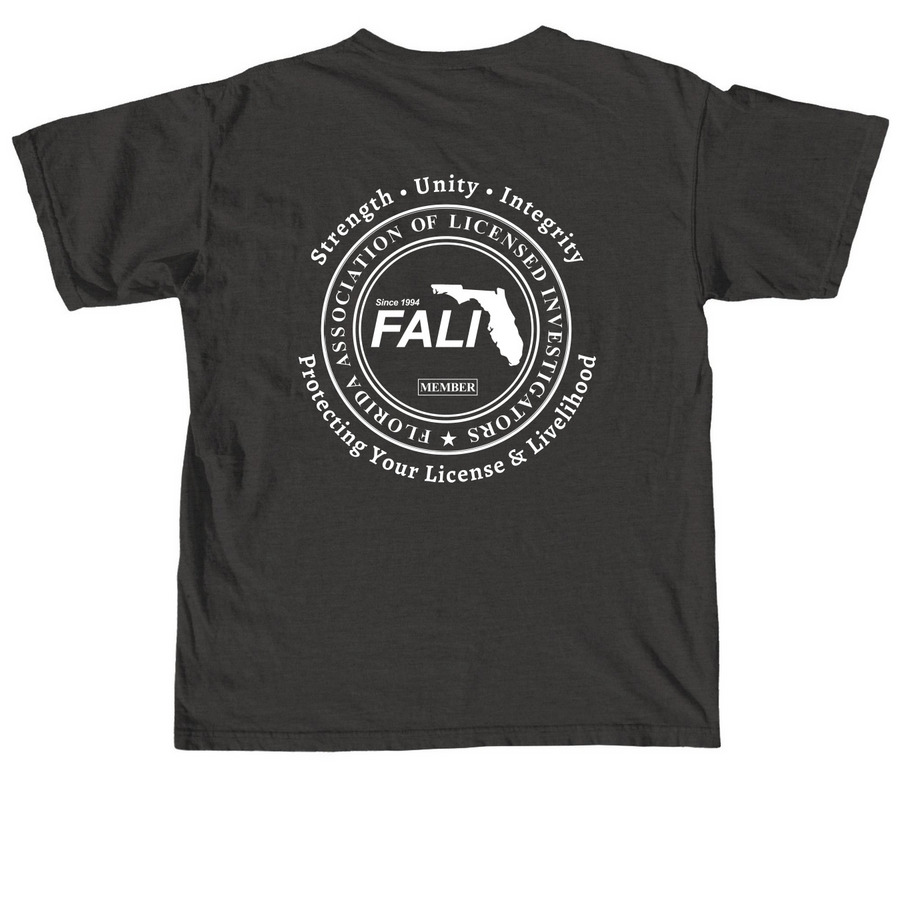 FALI - Strength?Unity?Integrity, a Pepper Comfort Colors Unisex Tee (back-view)