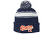 Clayton Beanie, a True Navy/ White Printed Stripe Pom-Pom Beanie