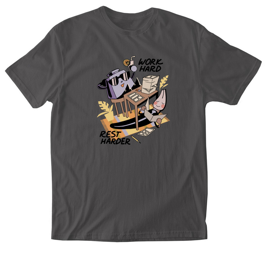 Work Hard, Rest Harder, a Charcoal Softstyle Cotton Tee