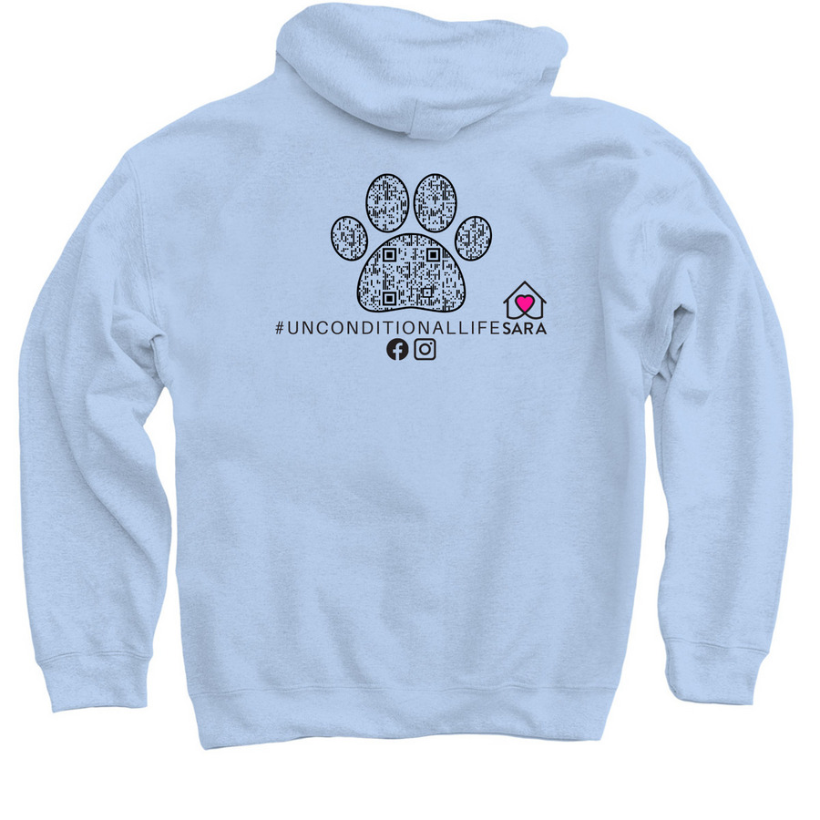 Sponsorship Collection ft. Lily Rose, a Light Blue Pullover Hoodie (back-view)