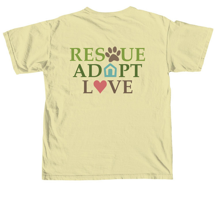 Rescue Adopt Love Wear - Summer, a Butter Comfort Colors Unisex Tee (back-view)