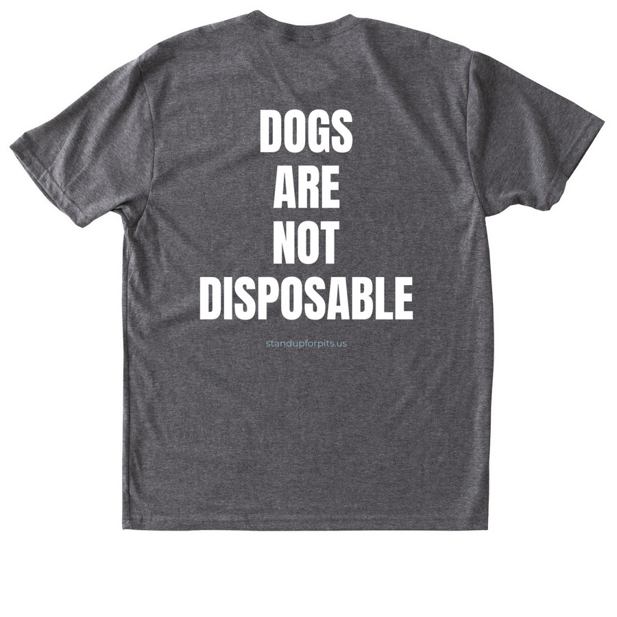 DOGS ARE NOT DISPOSABLE, a Premium Heather Triblend Unisex Tee (back-view)