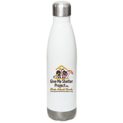GMSP - Summer Logo Water Bottle, a White Stainless Steel Water Bottle