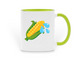 High Fructose Corn Sweat Emoji Mug, a Green Two-Tone Ceramic Mug
