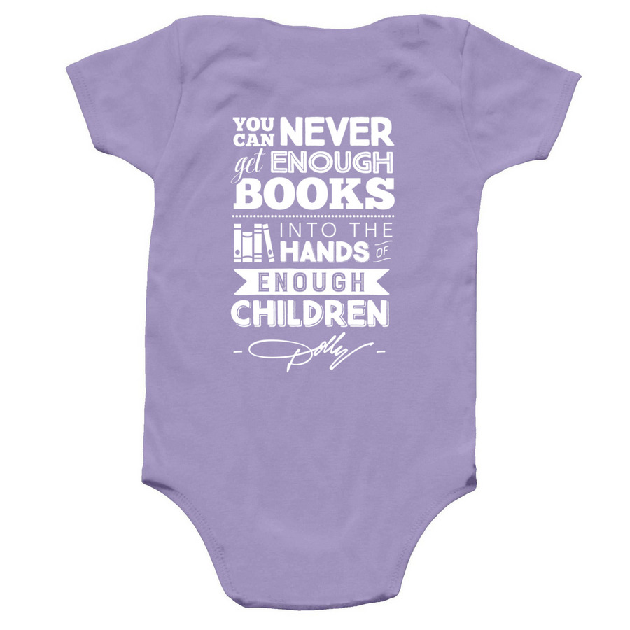 Arkansas Imagination Library Infant Onesie, a Lavender Infant Onesie (back-view)