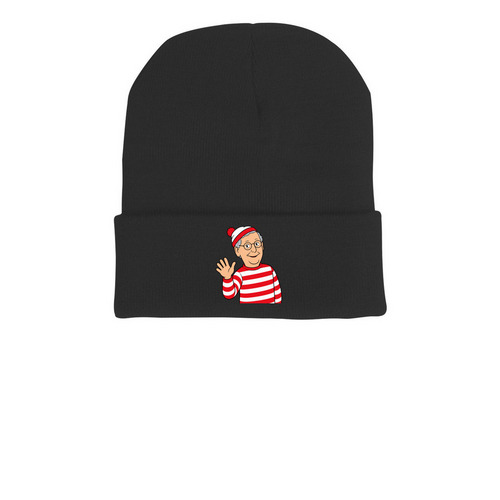 Where's Mitch Beanie, a Black Printed Cuffed Beanie