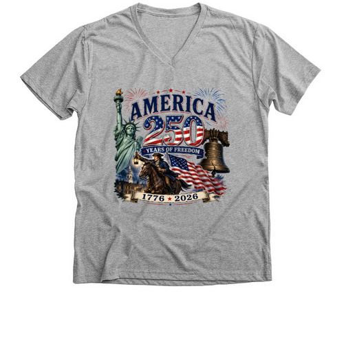 Women's:&nbsp;250 Years of Liberty, a Athletic Heather Premium V-Neck Tee