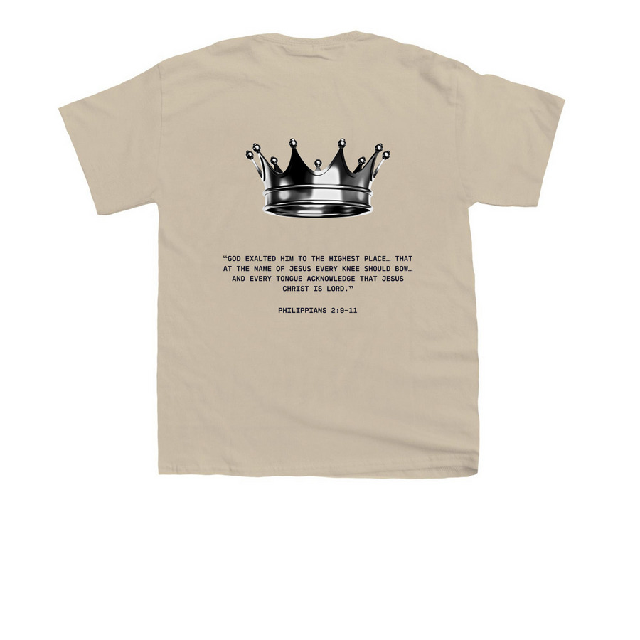 Philippians 2:9-11, a Sand Youth Unisex Tee (back-view)