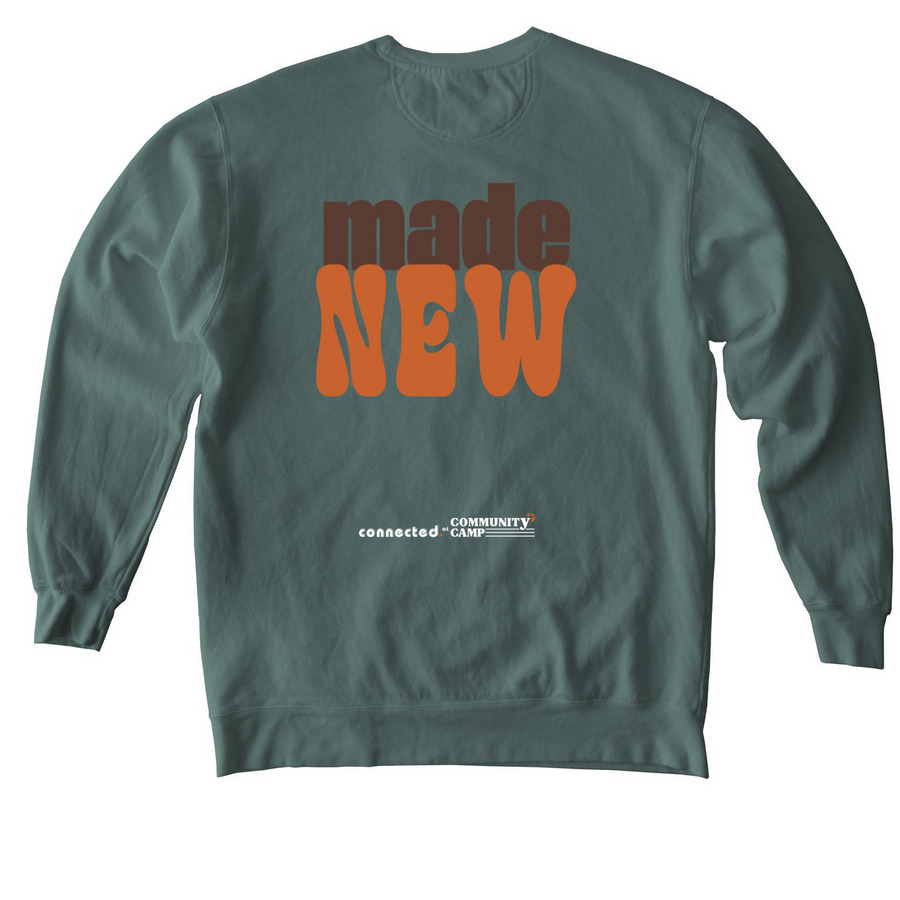 Community Camp Merch, a Blue Spruce Comfort Colors Crewneck Sweatshirt (back-view)
