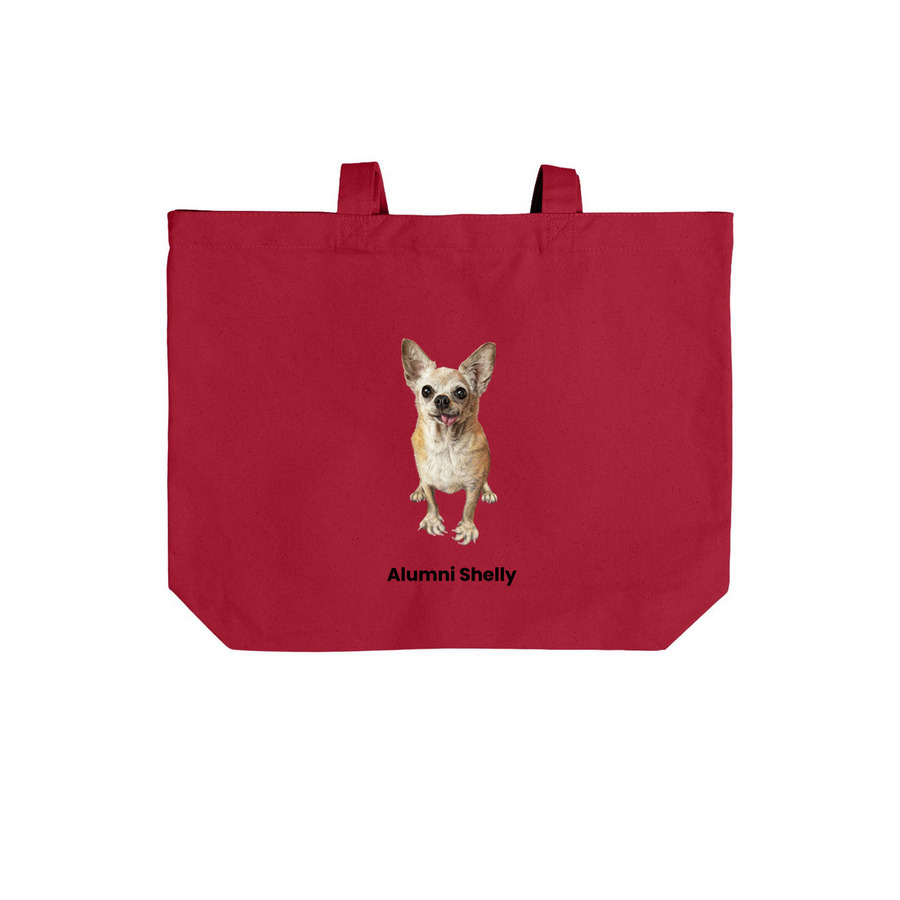 Alumni Shelly Tote Bags, a Deep Red Cotton Canvas Tote Bag (back-view)