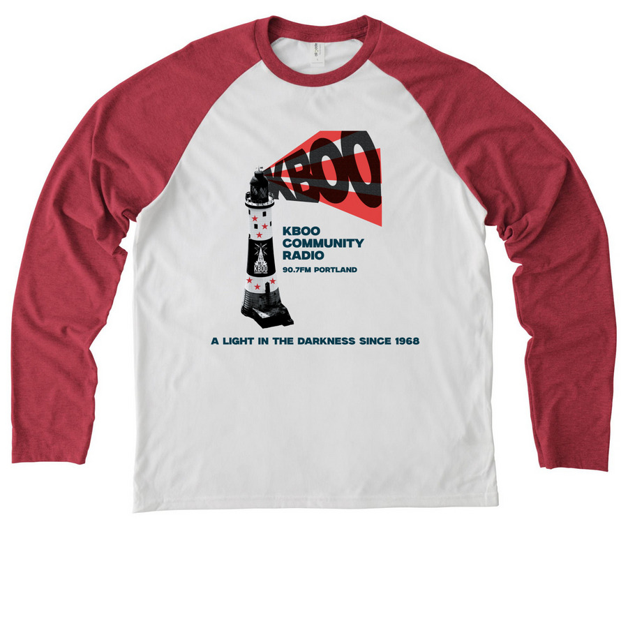 Louder Than Light Tee, a Rise Up Red/ Bright White Allmade Eco Triblend Colorblock Raglan Long Sleeve Tee