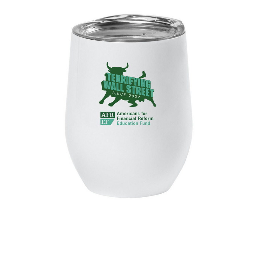 Terrifying Wall Street Wine Tumbler, a White Insulated Wine Cup