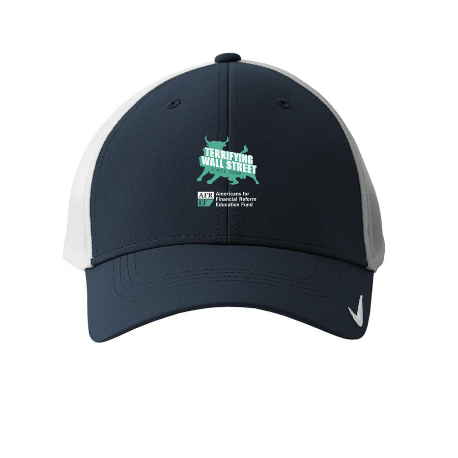 Terrifying Wall Street Caps, Dark, a Navy/ White Printed Nike Dri-FIT Legacy Performance Cap