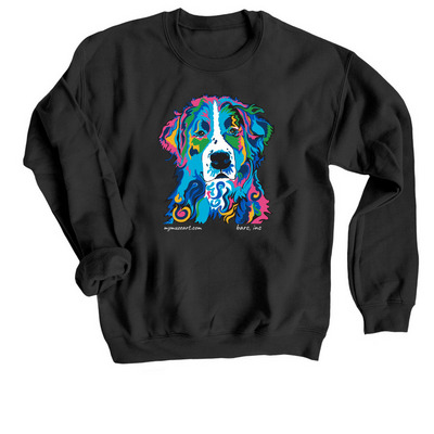 Multi-Color BMD Design by MyMuzeArt for BARC, a Black Crewneck Sweatshirt