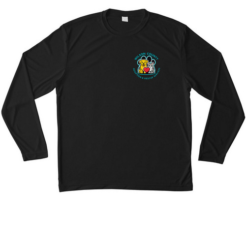 Performance Wear, a Black Unisex Performance Long Sleeve Tee