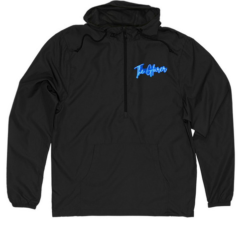 The Glarer Neon, a Black Quarter-Zip Windbreaker