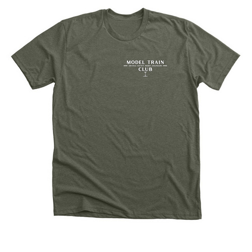 MODEL TRAIN CLUB, a Heather Military Green Premium Unisex Tee