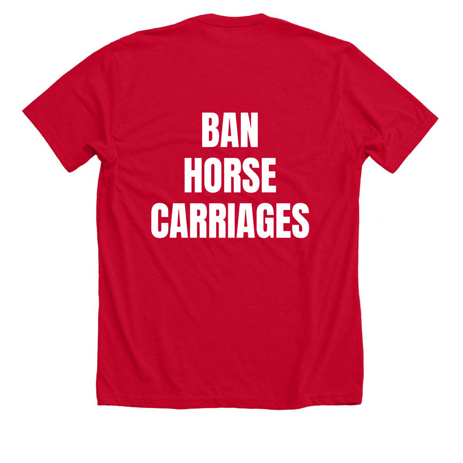 BAN HORSE CARRIAGES, a Solid Red Blend Premium Unisex Tee (back-view)