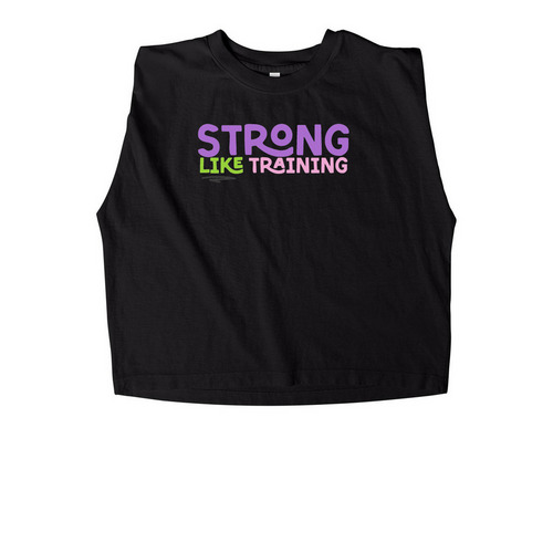 Stronglike Training, a True Black Women's Heavyweight Garment Dye Muscle Tee