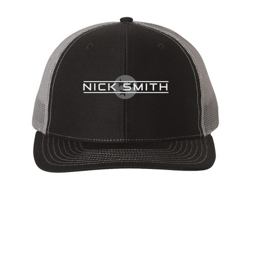 Trucker Hat, a Black/ Charcoal Printed Snapback Trucker Cap