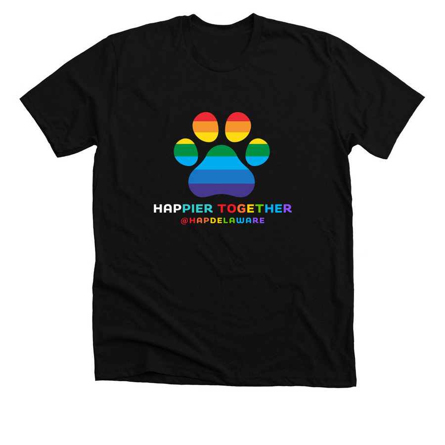 Happier Together PRIDE Paw (Dark), a Solid Black Blend Premium Unisex Tee
