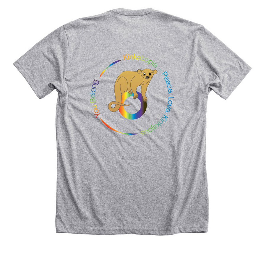 YOU BELONG: Kinkatopia's Most Colorful Line, a Athletic Heather Premium Unisex Tee (back-view)