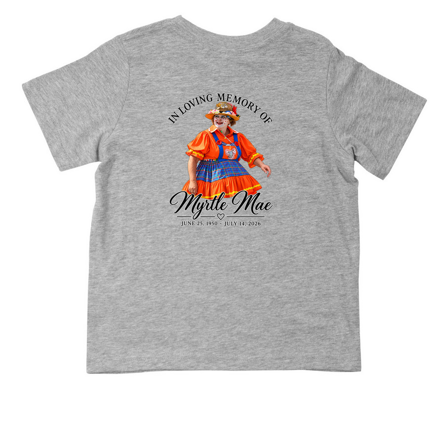 Toddler Myrtle Mae, a Heather Toddler Tee (back-view)