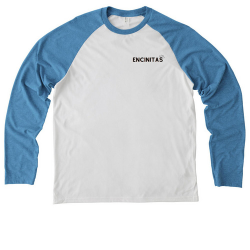 Family Med- work wear, a Azure Blue/ Bright White Allmade Eco Triblend Colorblock Raglan Long Sleeve Tee
