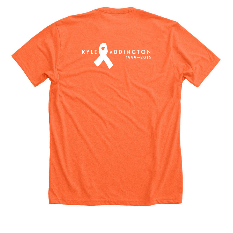 Kyle?s Crusaders Shield Tee, a Heather Orange Premium Unisex Tee (back-view)