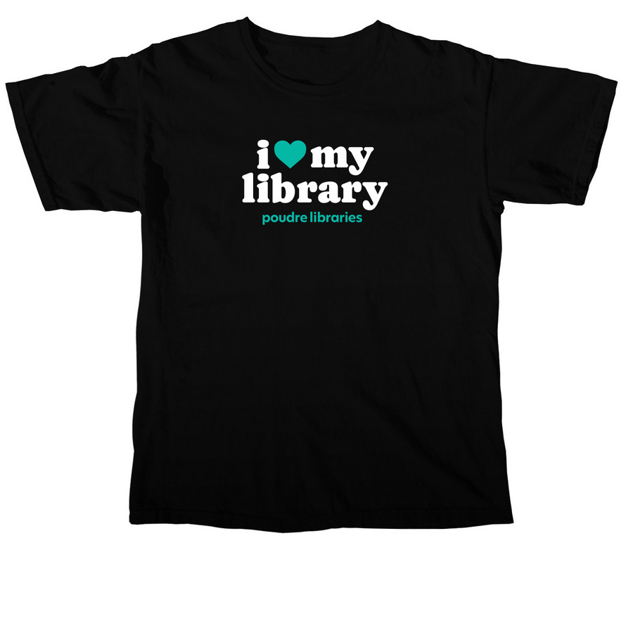 I Love My Library - Aqua, a Black Comfort Colors Unisex Tee