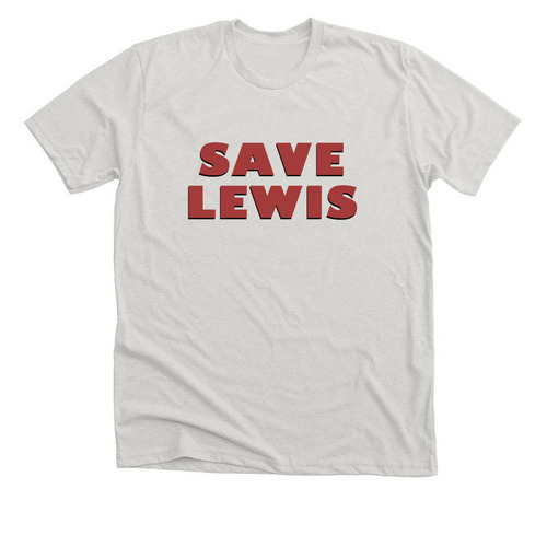 Save Lewis Logo Red, a Heather Cement Premium Unisex Tee