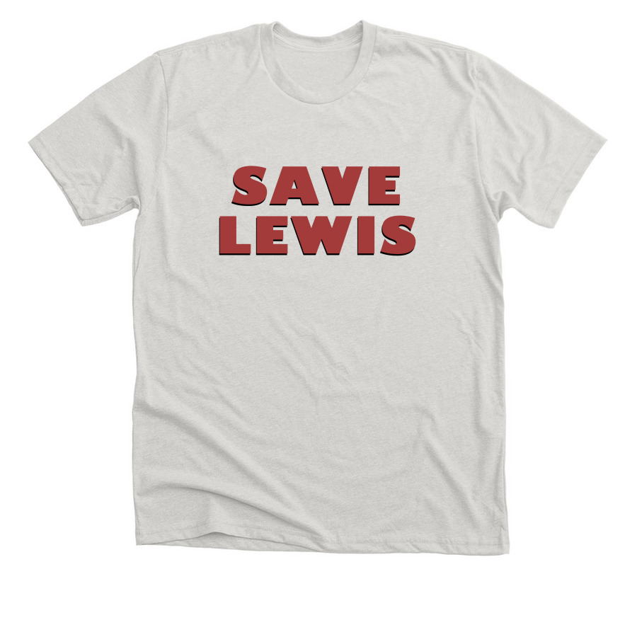 Save Lewis Logo Red, a Heather Cement Premium Unisex Tee