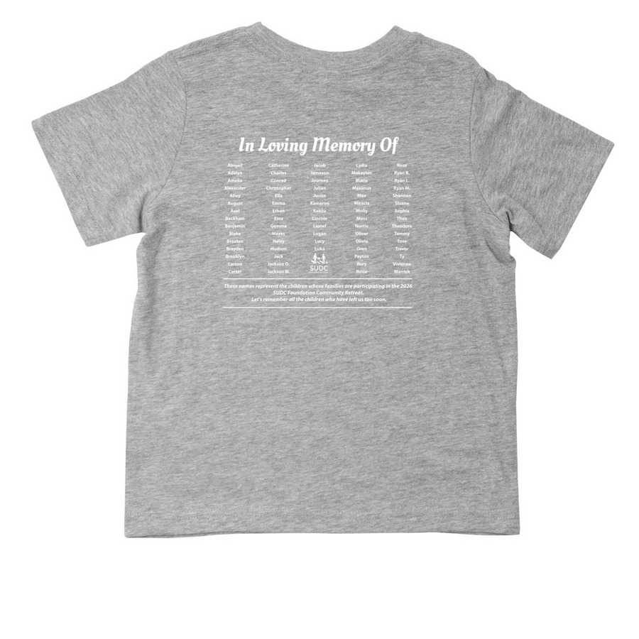 2026 Community Retreat Toddler Tee, a Heather Toddler Tee (back-view)