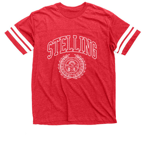 Stelling Emblem in White, a Vintage Red / White Football Jersey Tee