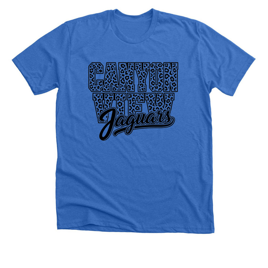 Jaguar Print Canyon View, a Heather True Royal Premium Unisex Tee
