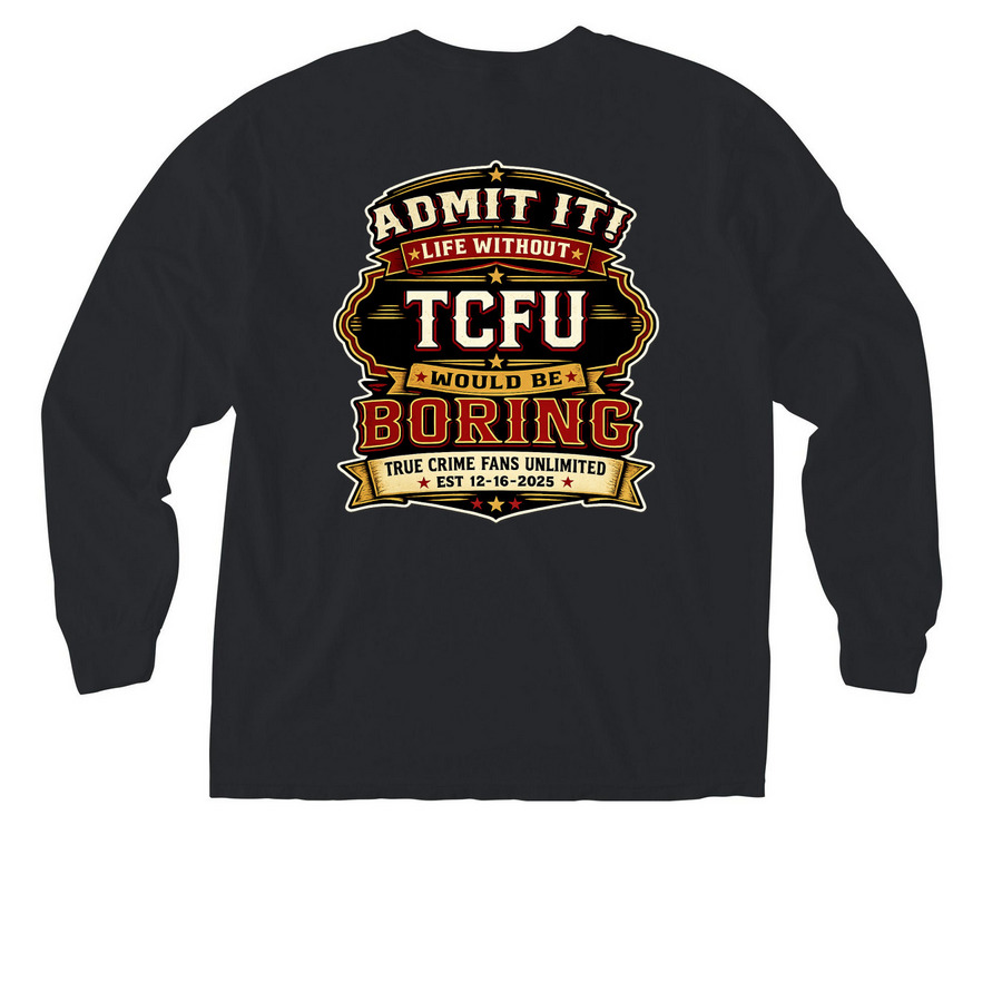 TCFU Pocket Tees, a Black Comfort Colors Long Sleeve Pocket Tee (back-view)