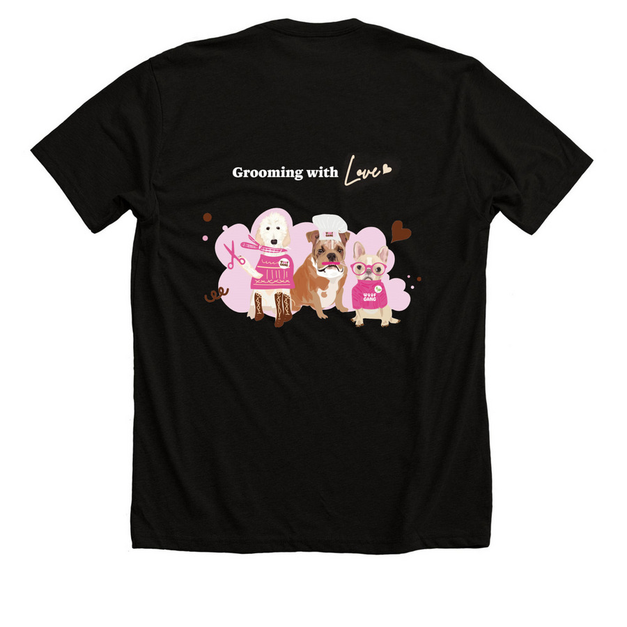 Woof Gang T-Shirt 2, a Solid Black Blend Premium Unisex Tee (back-view)