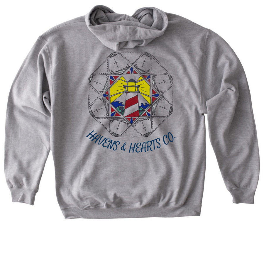 L-Aesthetic Lighthouse, a Sport Grey Gildan Softstyle Pullover Hoodie (back-view)