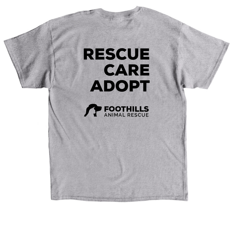 Rescue. Care. Adopt. Black Logo, a Sport Grey Classic Unisex Tee (back-view)