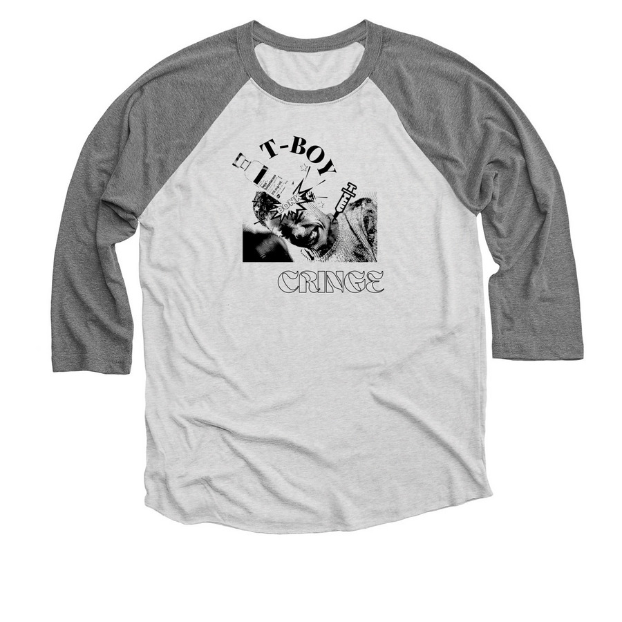 T-Boy Cringe Shirt, a Premium Heather and Heather White 3/4 Sleeve Baseball Tee
