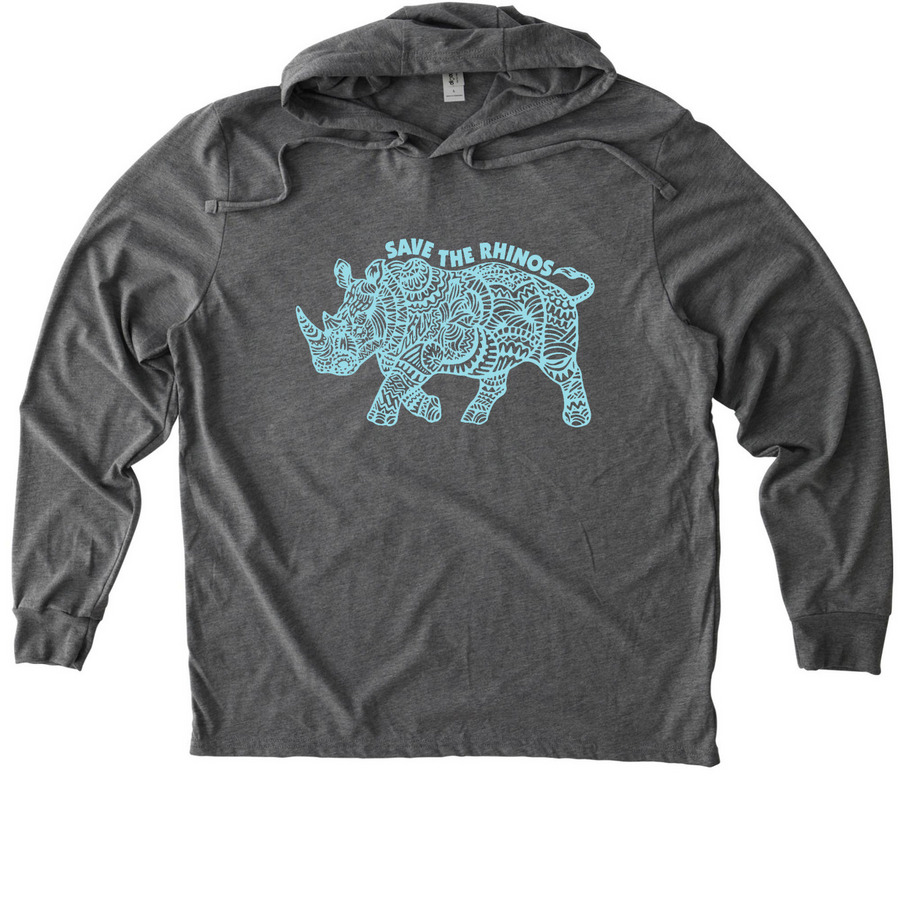 Save the Rhinos!, a Aluminum Grey Allmade Eco Triblend Hoodie Tee